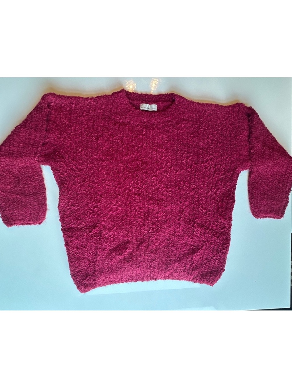 Zenana - Women Plush Soft Knit Sweater - Size M - Cabernet